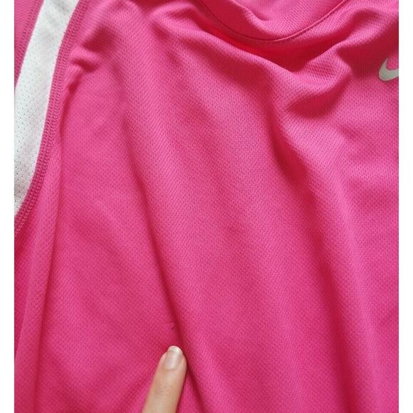 Nike Fit Dry Pink Long Sleeve White Mesh Exercise Top Crew Neck Size S - Picture 11 of 11